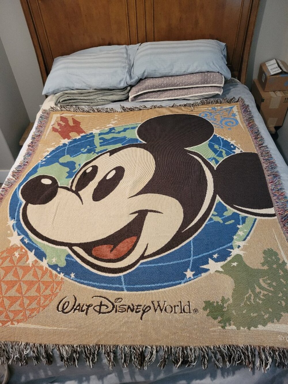 Vintage Mickey Mouse Walt Disney World Woven Throw Blanket Disney Parks Tapestry